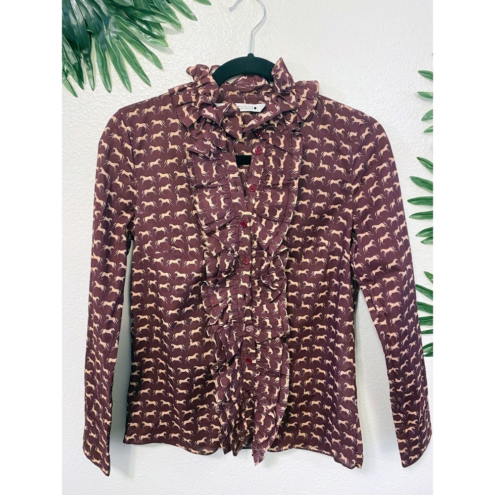 Zara horse print button down top